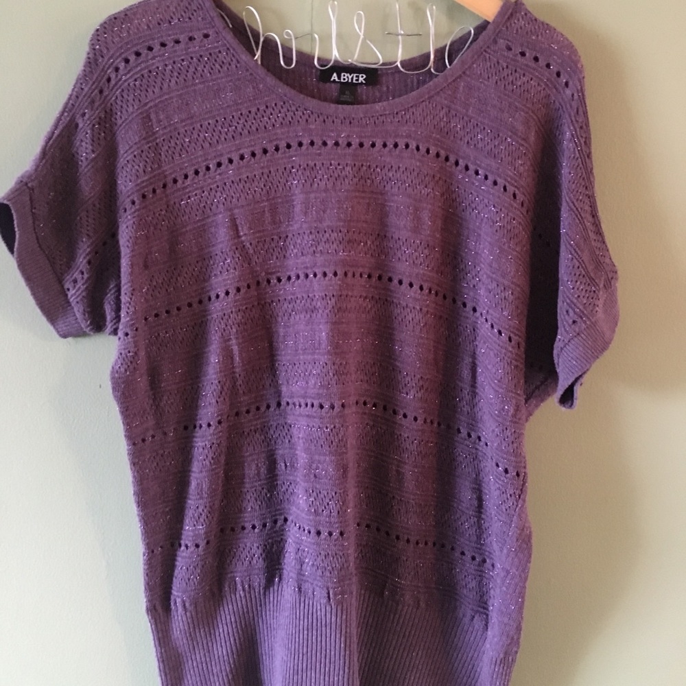 A. Byer Purple Knit Short Sleeve Shirt Size XL